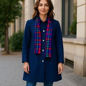 New York Girl Vintage Wool Coat with Scarf Size 6